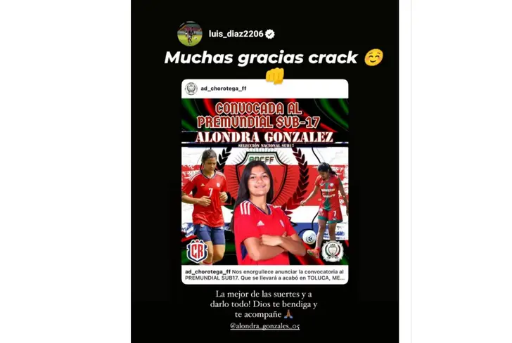 El mensaje de Luis Díaz a la seleccionada de Costa Rica&nbsp;