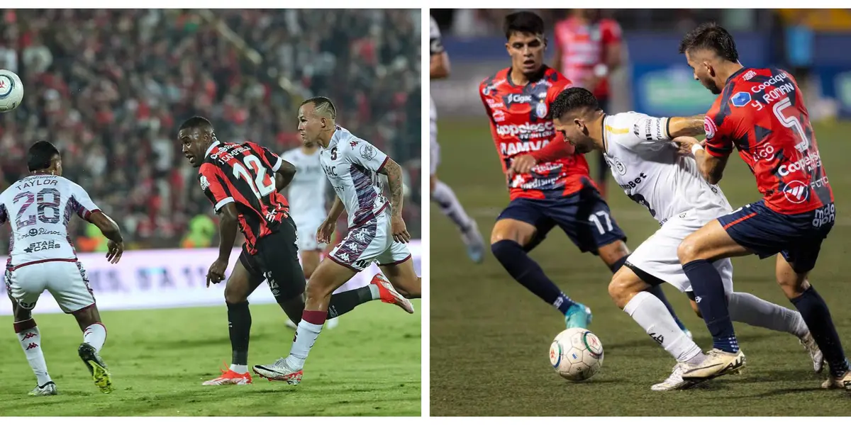 Jugadores de Saprissa vs Saprissa y el partido entre Sporting y San Carlos. Foto: La Nación.