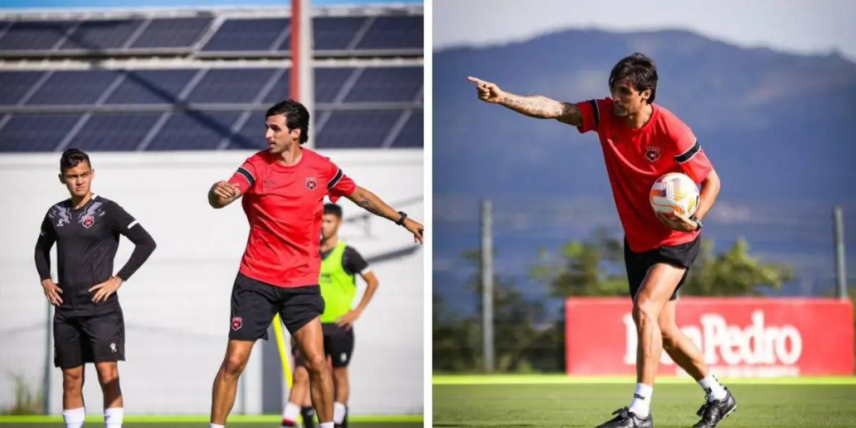 Bryan Ruiz dirigiendo un entrenamiento con Alajuelense. Foto: Prensa LDA.