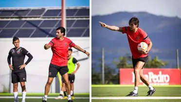 Bryan Ruiz dirigiendo un entrenamiento con Alajuelense. Foto: Prensa LDA.