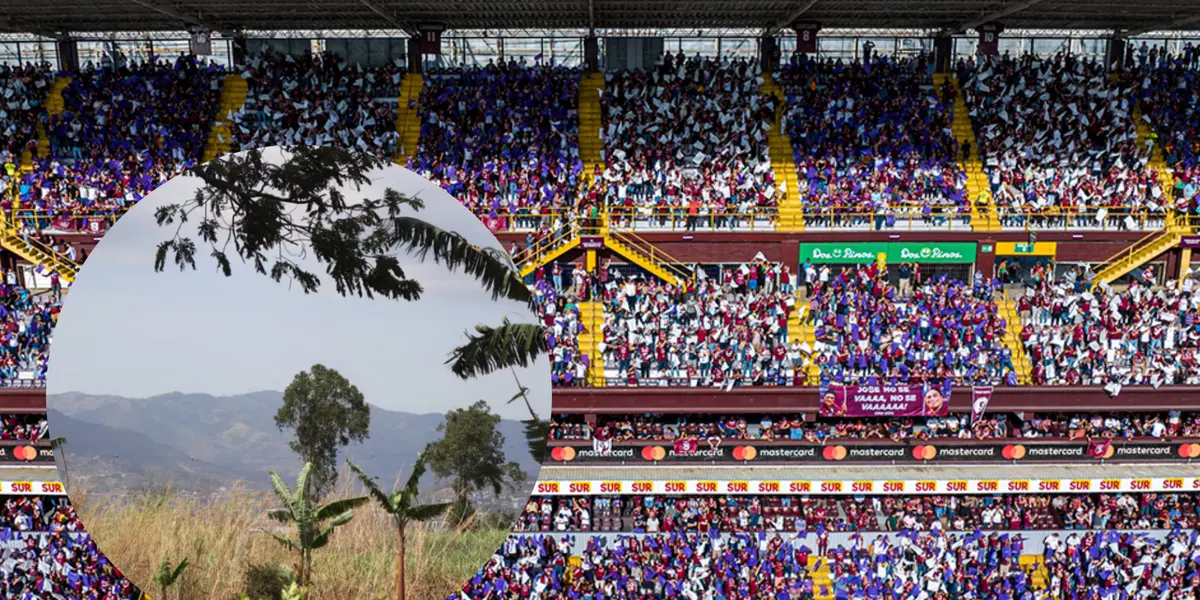 Estadio Ricardo Saprissa y en el círculo el posible terreno de construcción de La Cueva. Foto: LaTeja.