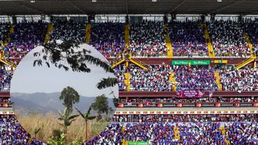 Estadio Ricardo Saprissa y en el círculo el posible terreno de construcción de La Cueva. Foto: LaTeja.