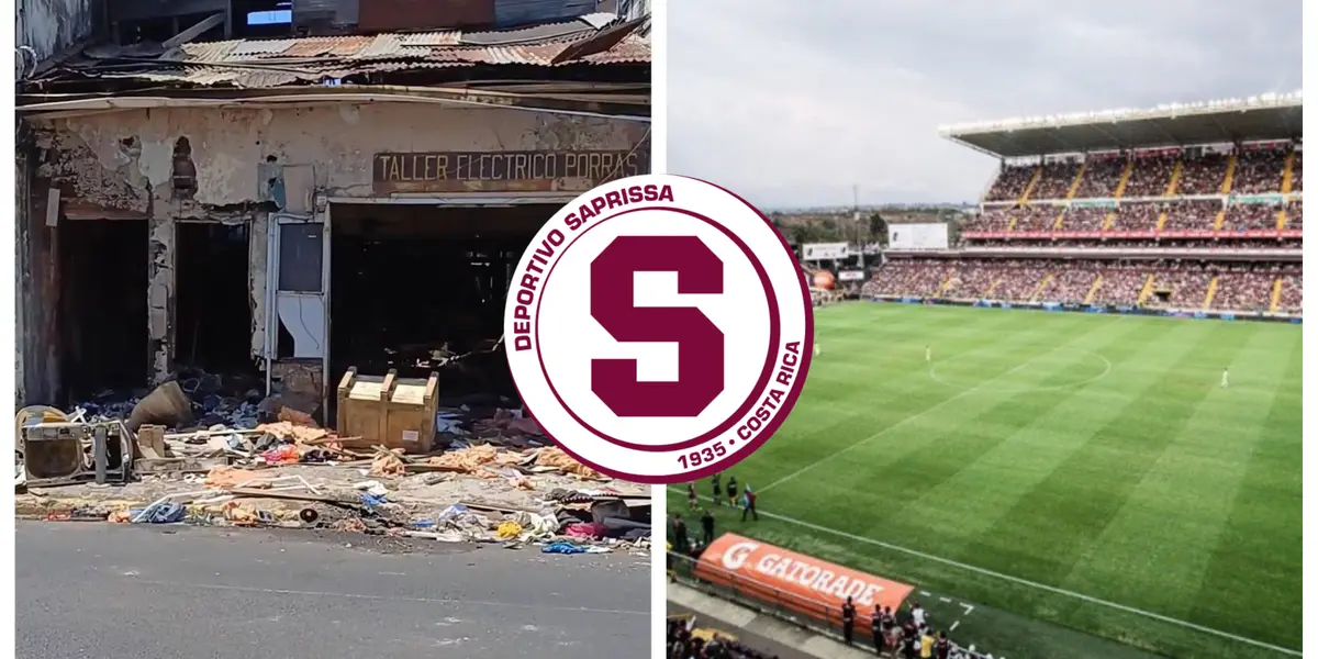 Estadio Ricardo Saprissa y la ex Zapatería Leiva, donde nació el corazón del club. Foto: La teja.