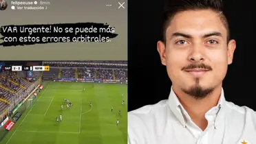 Felipe Euse, jugador de Liberia, protestando en redes sociales. Foto: Instagram.