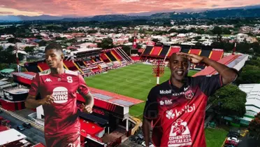 Fidel Escobar junto a Joel Campbell en el estadio Alejandro Morera Soto