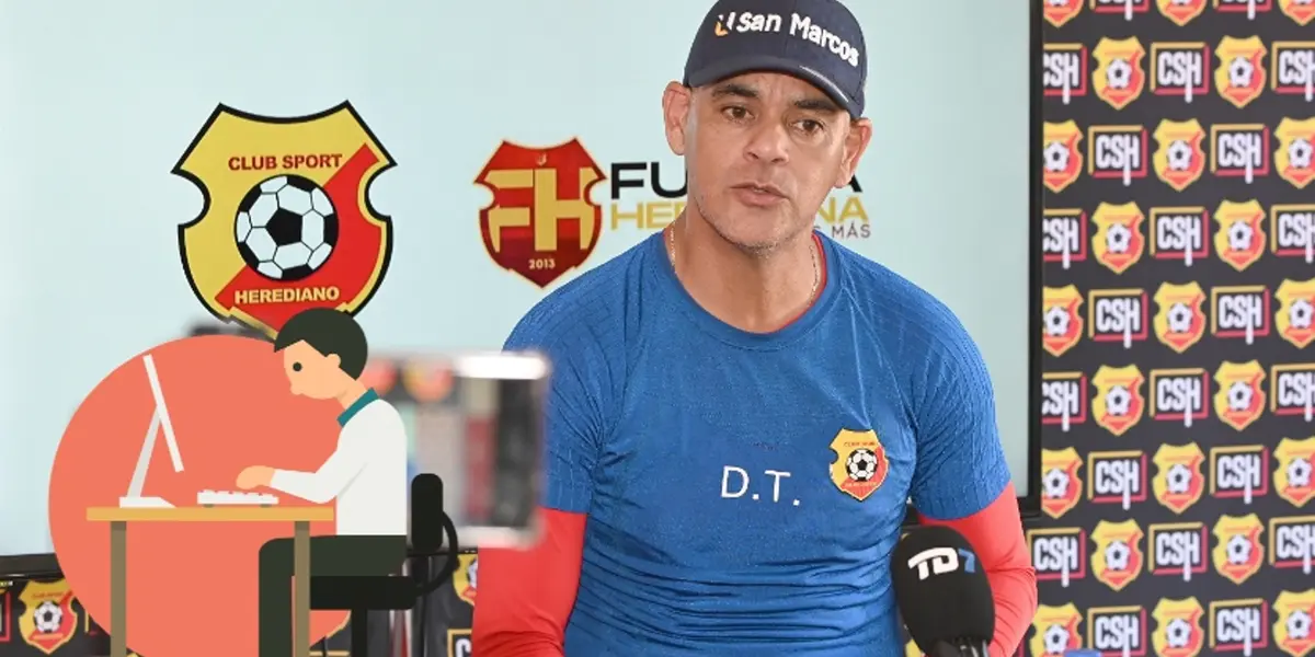 Héctor Altamirano en una conferencia de prensa de Herediano. Foto: LN.