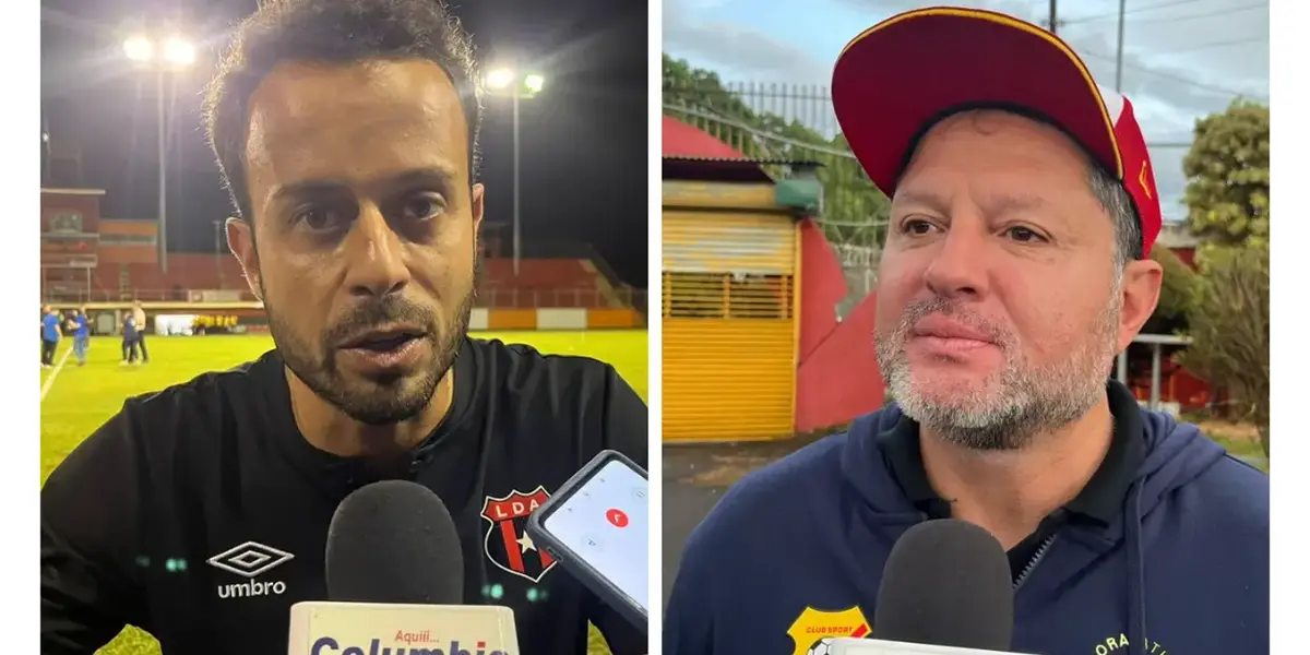 Javier Santamaría y Jafet Soto en declaraciones a los medios de comunicación. Foto: Columbia.