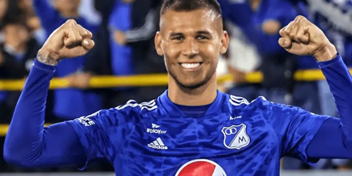 Juan Pablo Vargas celebrando un gol de Millonarios. Foto: Facebook Millonarios.