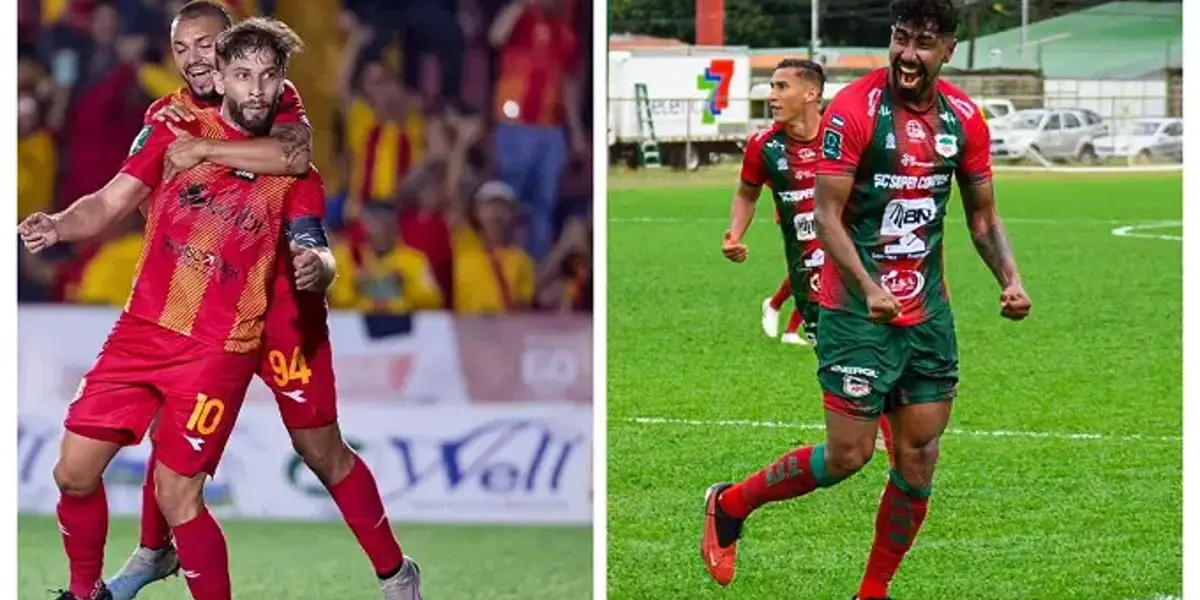 Jugadores de Herediano y Guanacasteca celebrando goles. Foto: Columbia.