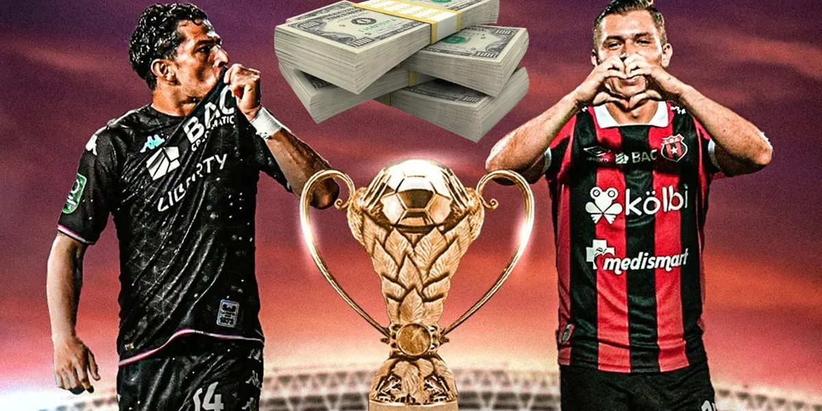 Jugadores de Saprissa y Alajuelense con la copa del Torneo de Copa. Foto: ESPN.