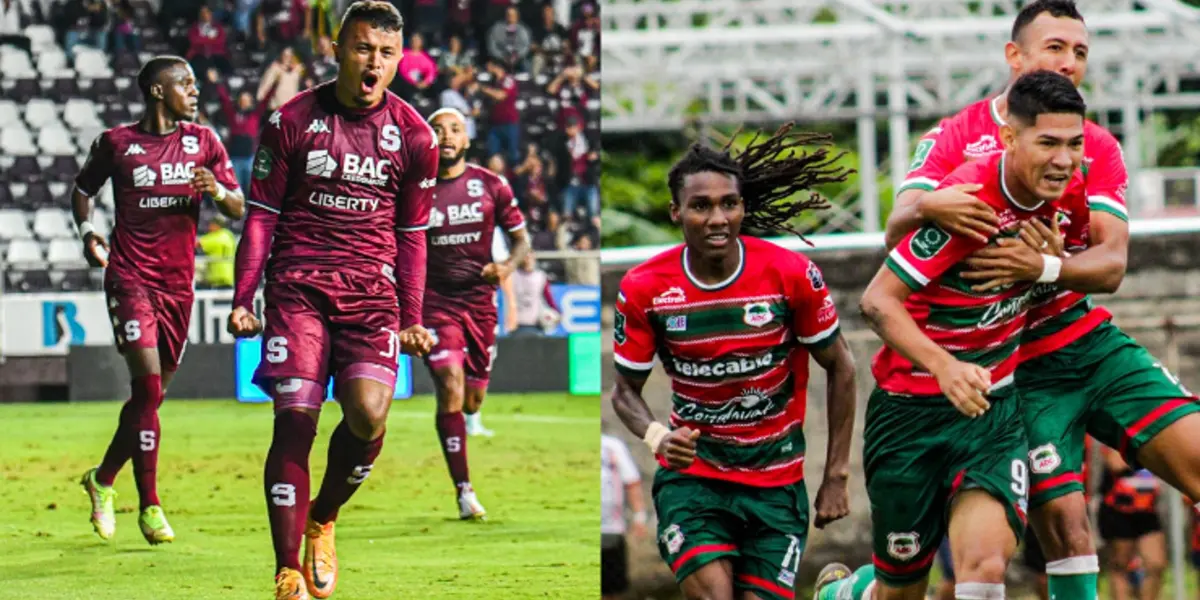 Jugadores de Saprissa y la ADG celebrando goles.