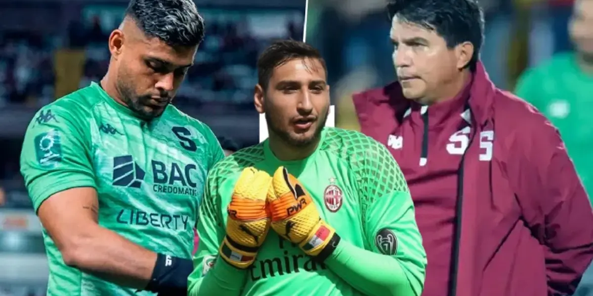 Kevin Chamorro y Vladimir Quesada con Donnarumma de frente. Foto: Futbol Centroamérica.