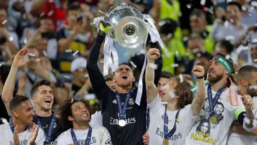 Keylor Navas celebrando su título de Champions League con el Real Madrid. Foto: La Nación.