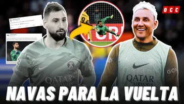 Keylor Navas y Donnarumma con la camisa del PSG. Foto: Youtube.
