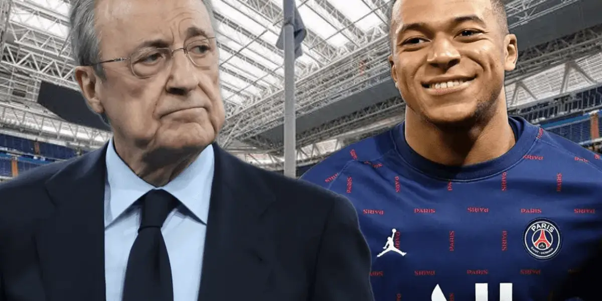 Kylian Mbappé y Florentino Pérez. Foto: Defensa Central.