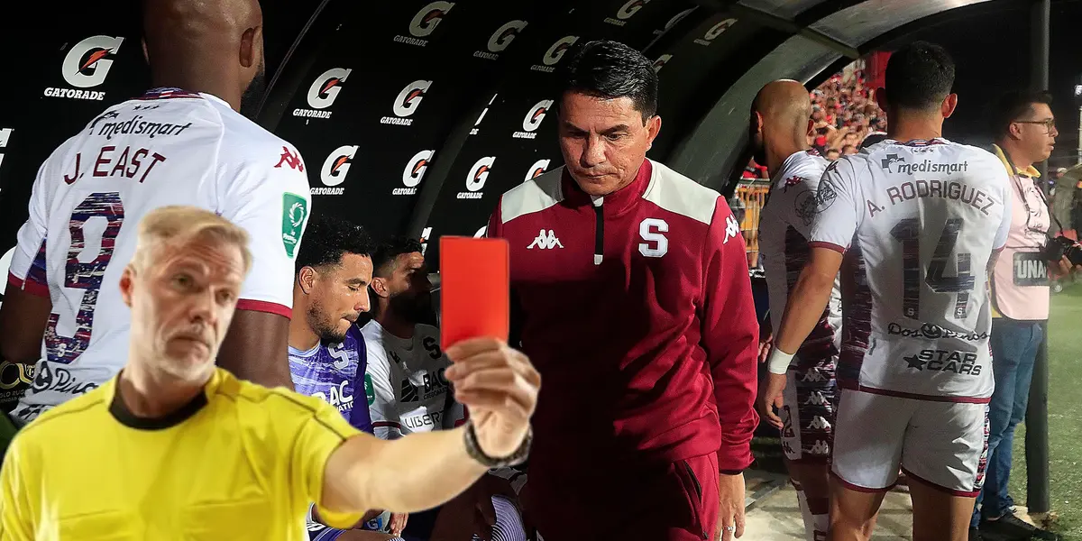 Vladimir Quesada, luego de ser expulsado en el partido ante Liberia. Foto: La Teja.