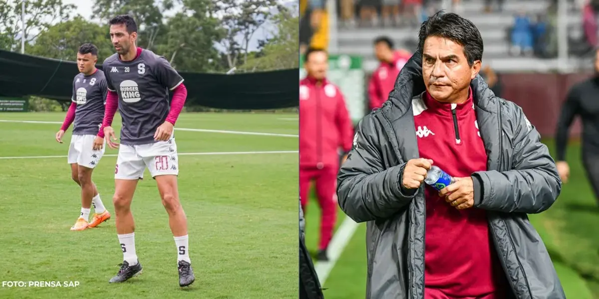 Vladimir Quesada y Mariano Torres en un entrenamiento de Saprissa. Foto: SAP.
